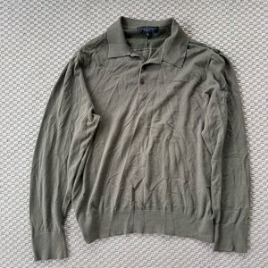 Rag & bone green knit henley button up collared shirt sweater